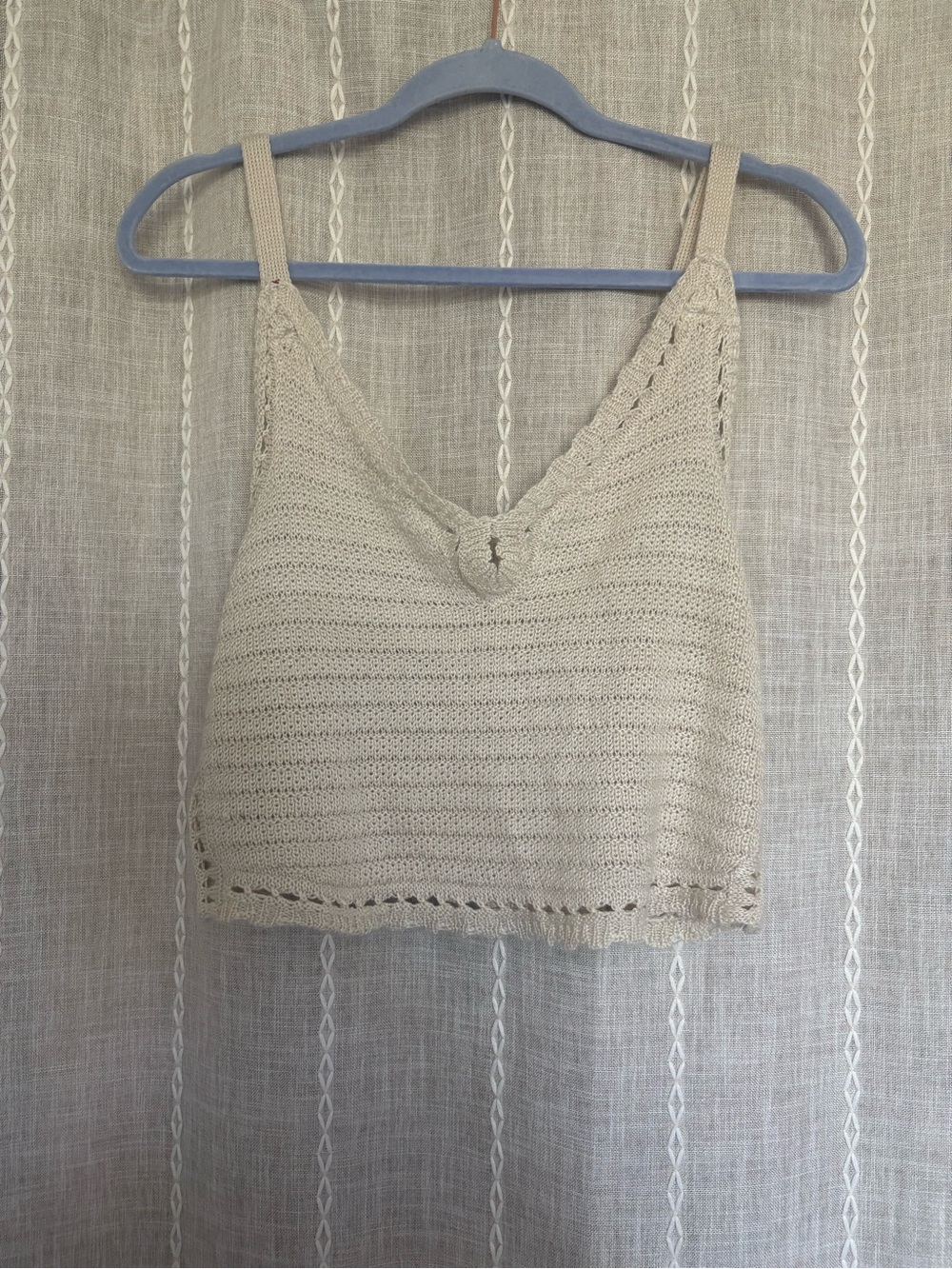 Cream Knit Cropped Camisole Top